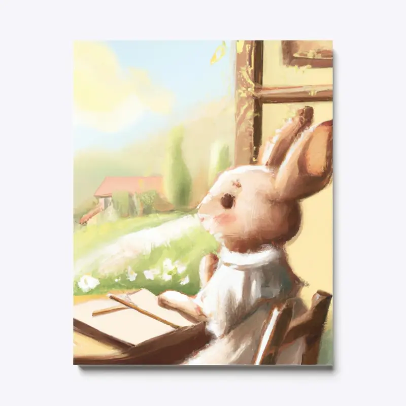 Reading Rabbit Canvas