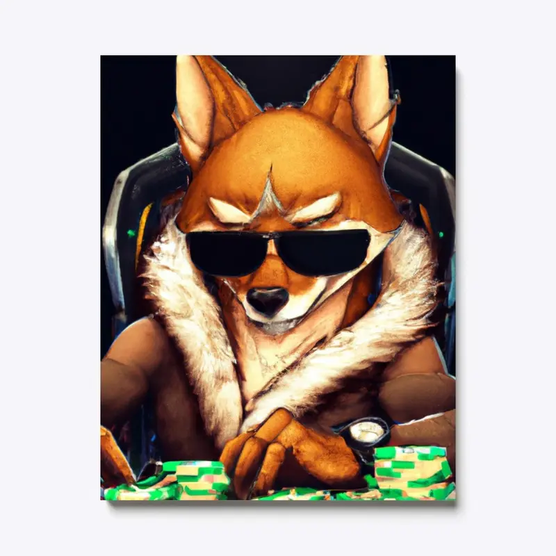 Fox Playing Poker Canvas